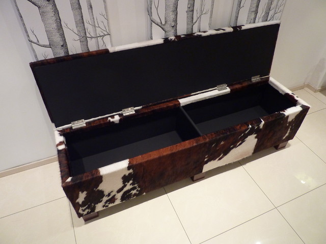 Cowhide Storage Bench Contemporary Dining Room London By