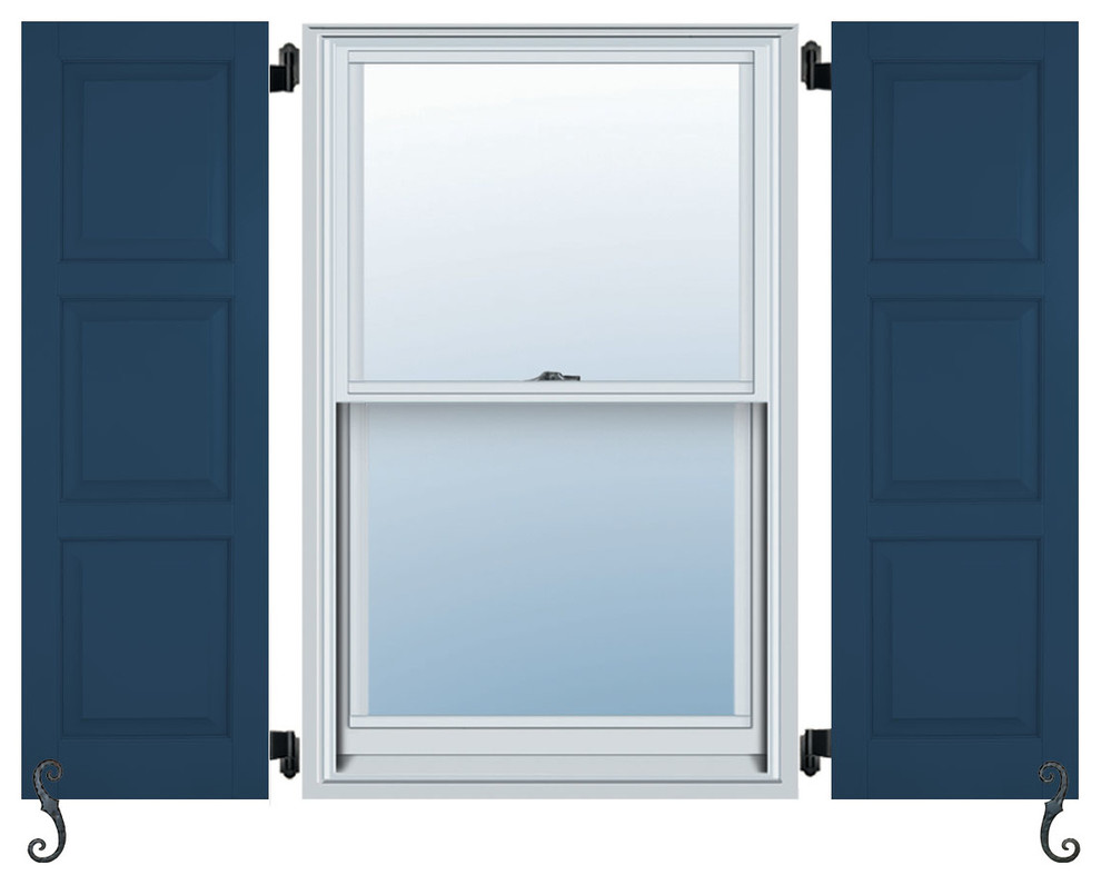 Atlantic Classic 3 Equal Panels, Raised Panel Shutters, Set of 2, 12"W