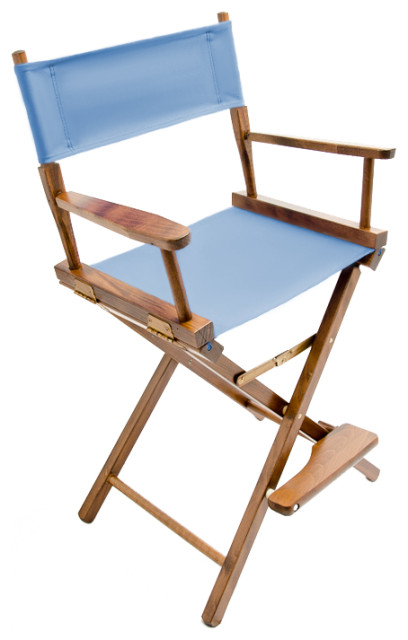 Gold Medal 24" Walnut Contemporary Director's Chair, Clear Sky