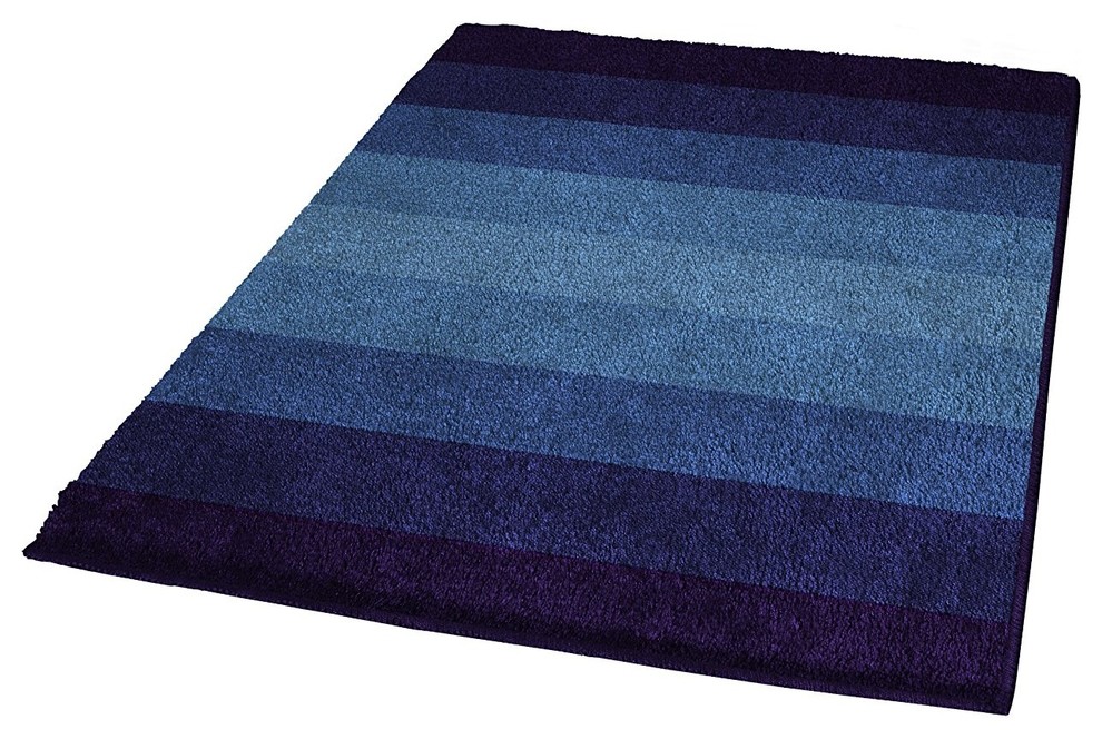 Navy Blue Non Slip Washable Bathroom Rug, Palace Contemporary Bath Mats by Vita Futura Houzz