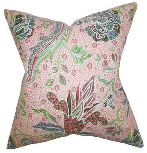 Fflur Pink 18 x 18 Floral Throw Pillow