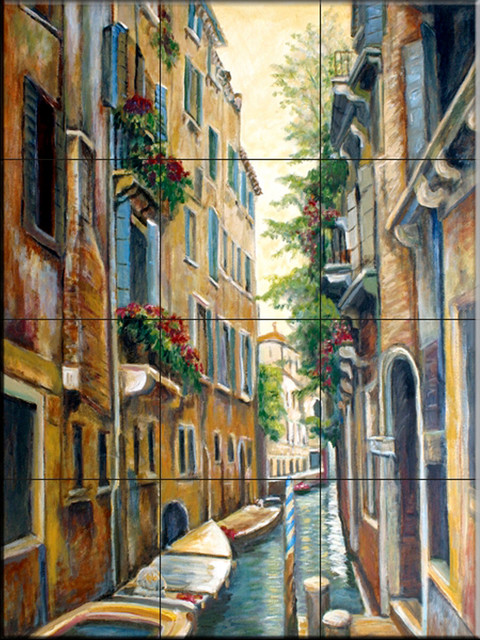 Tile Mural Kitchen Backsplash - Venice  Afternoon - by Joanne Margosian