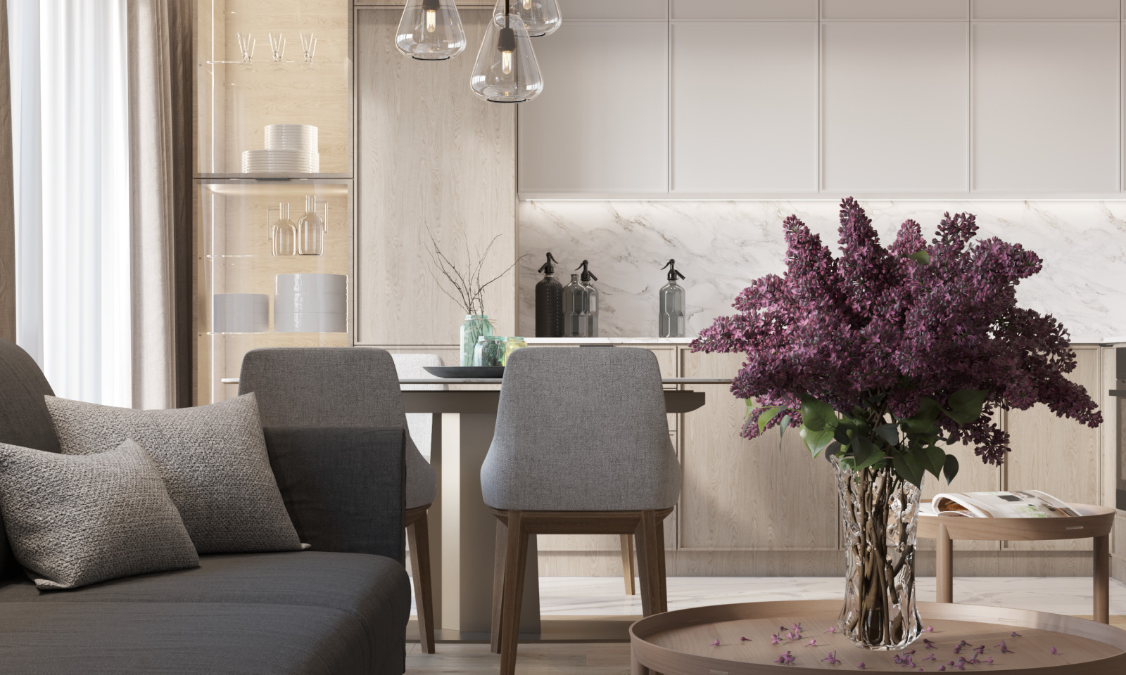 Визуализация квартиры в бежевых тонах