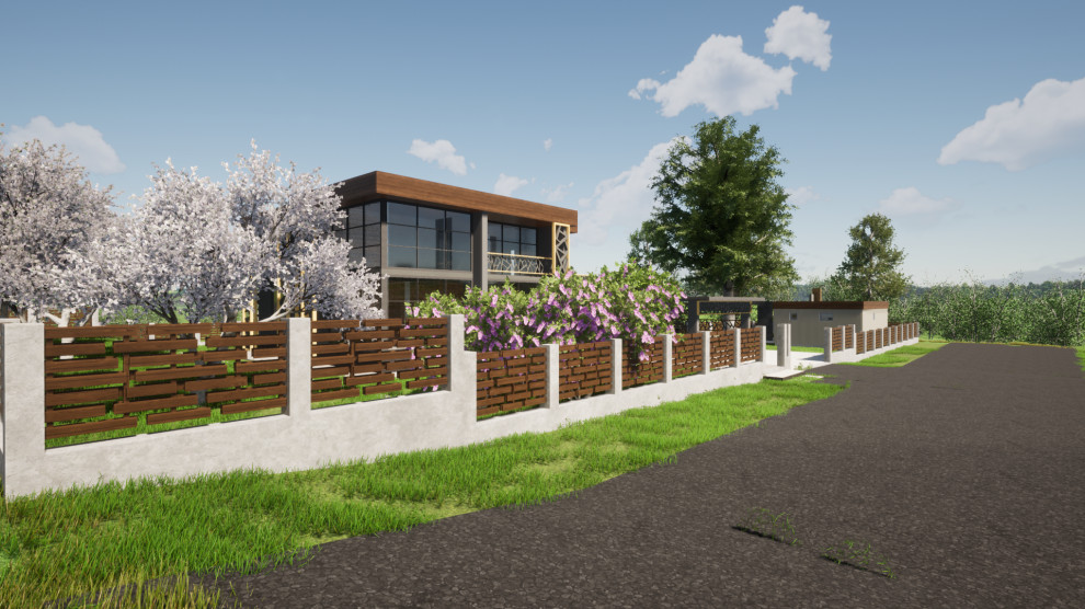 Двухэтажный дом в современном стиле