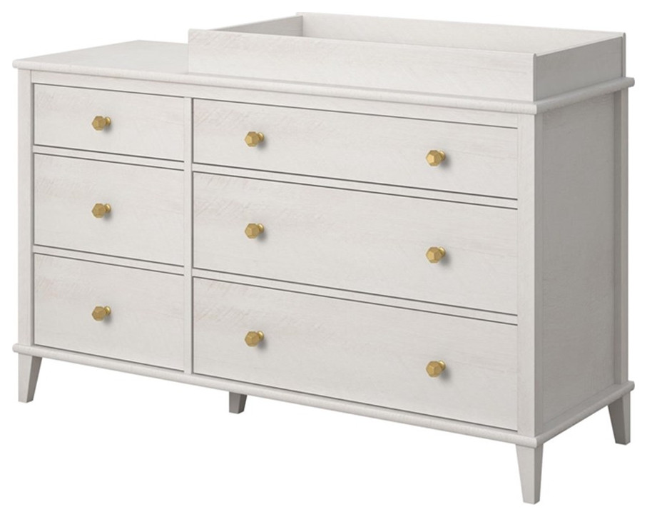 Little Seeds Monarch Hill Poppy Wood 6 Drawer Changing Table in Off