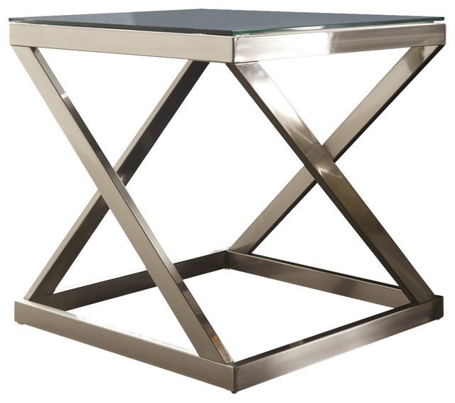 Signature Design By Ashley Furniture Coylin End Table In Brushed Nickel
