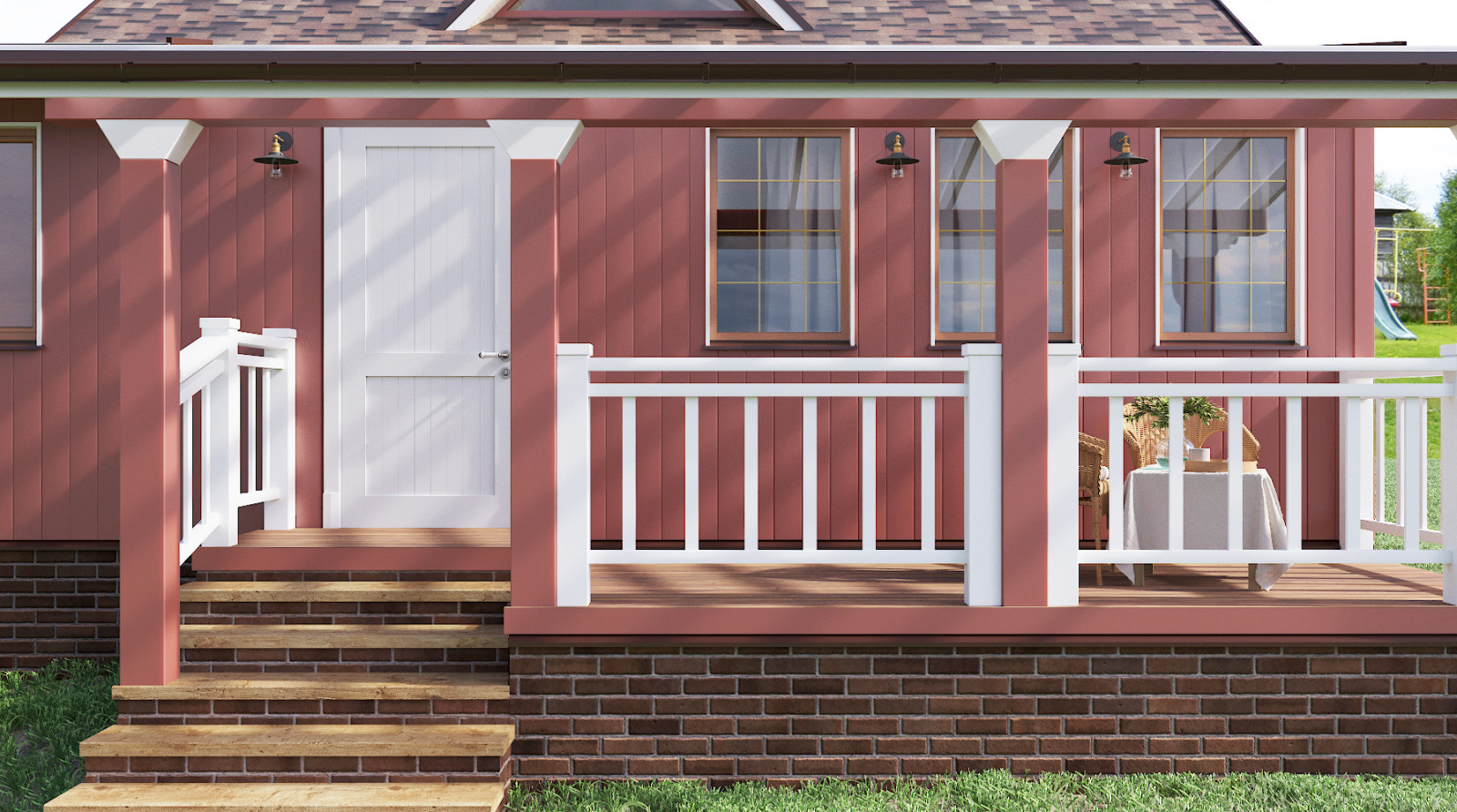 Пристройка каркасного типа к рубленному деревянному дому