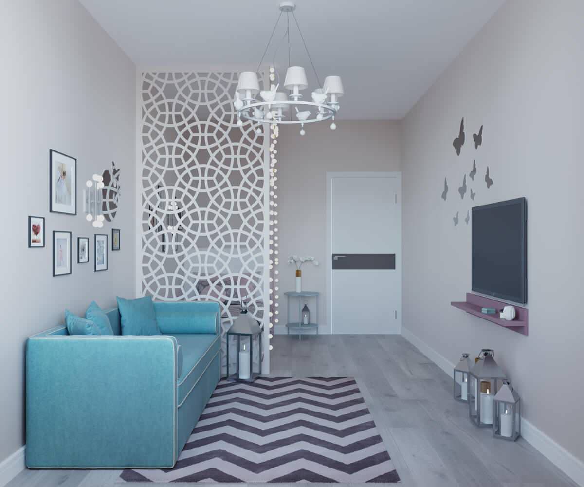 Зонирование пространства декоративной перегородкой