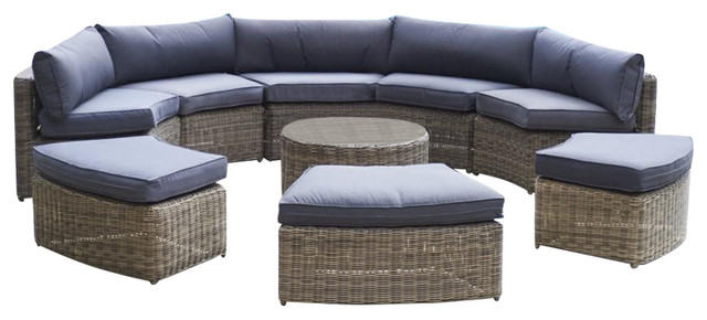 Mayfair 9-Piece Curved Modular Rattan Garden Furniture Set