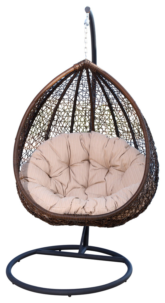 Abbyson Living Newport Outdoor Brown Wicker Swing Chair Tropical
