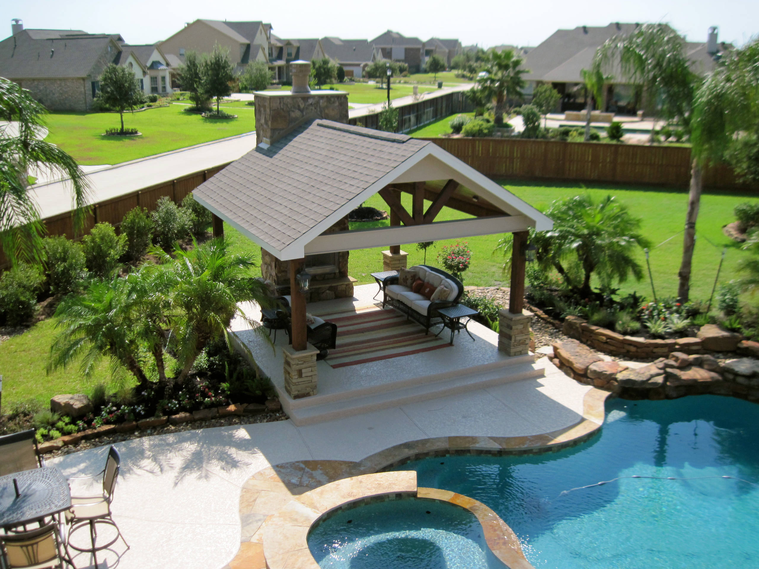 Backyard pool landscape