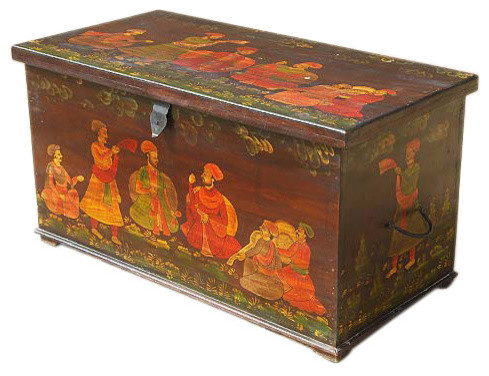 Heritage Hand Paint Wood Storage Trunk Box Coffee Table Mediterranean Decorative Trunks By Sierra Living Concepts Houzz