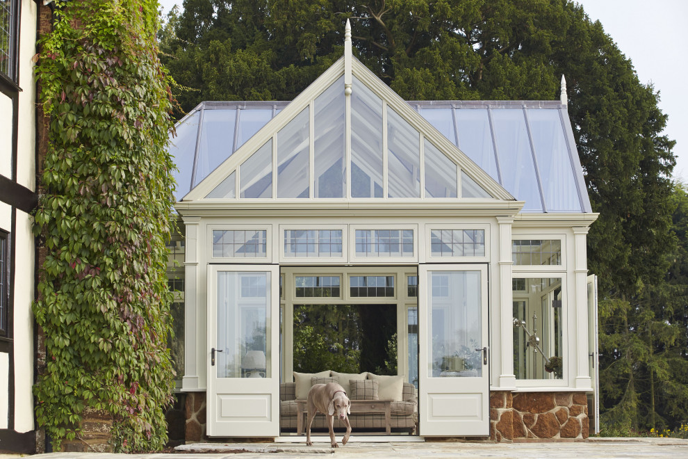 Inspiration for a traditional conservatory in Other with a glass ceiling.