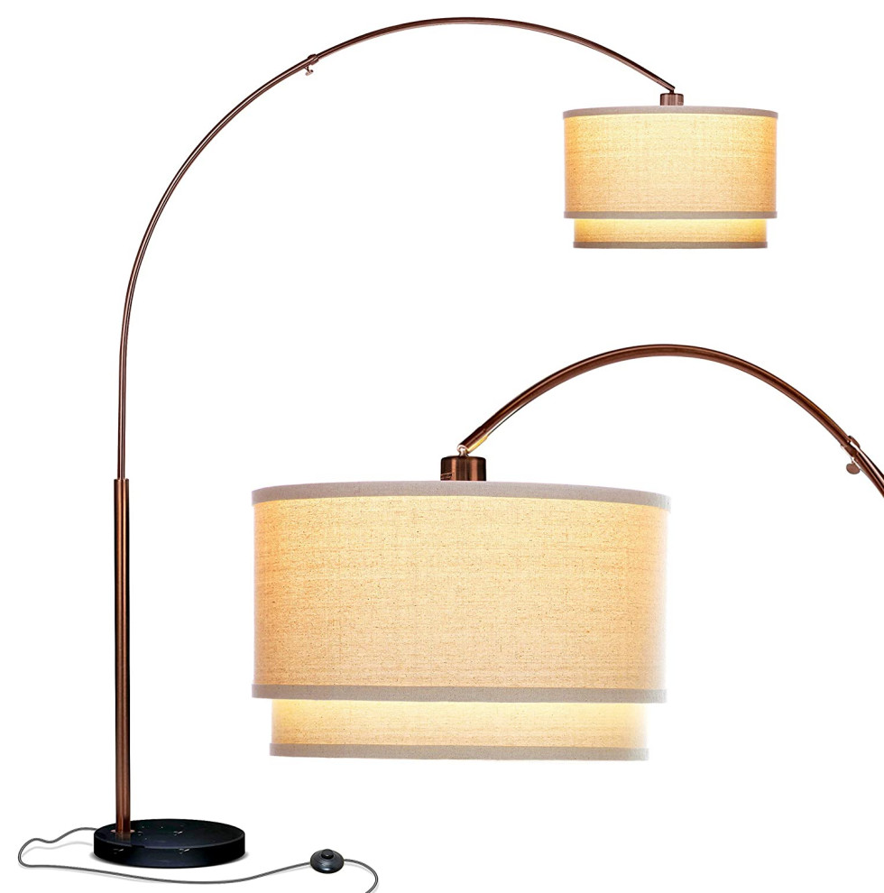 Brightech Mason - Arc Floor Lamp with Unique Hanging Drum Shade -  Transitional - Floor Lamps - by Brightech | Houzz