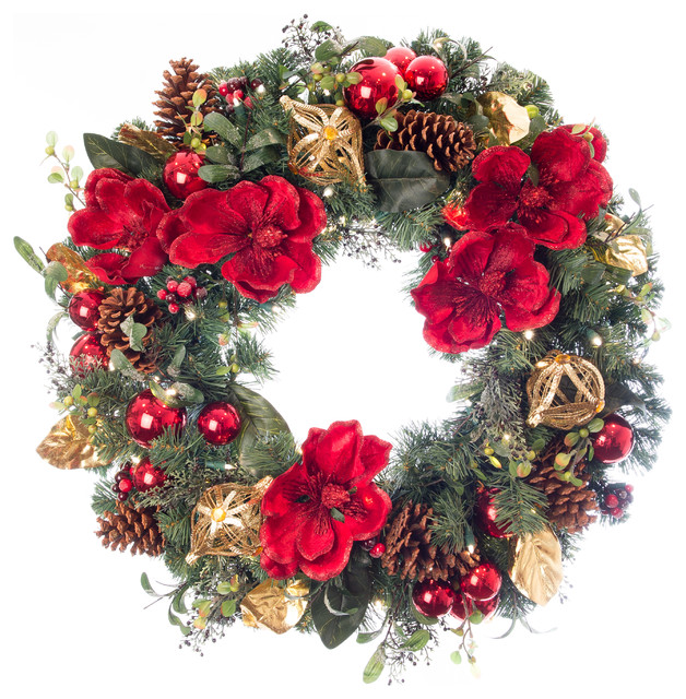 24/"//30/" Pre-lit Artificial Christmas Wreath Battery Operated Home Decor
