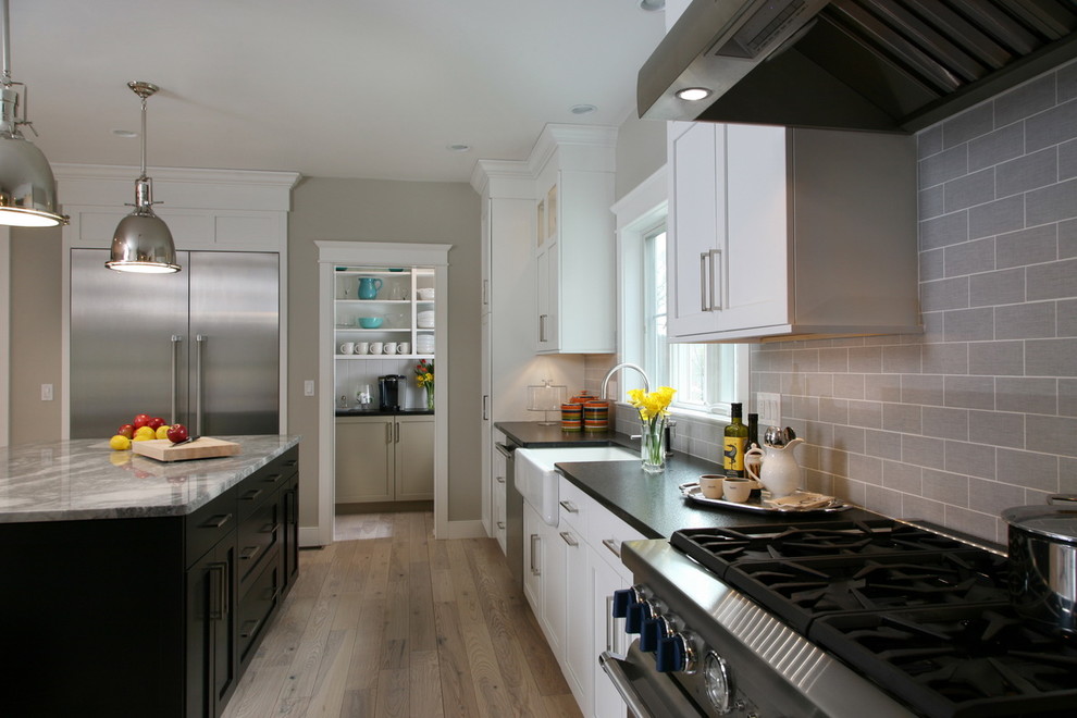 Inspiration for a transitional kitchen remodel in Boston