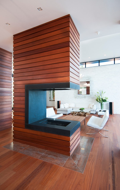 Hamptons Waterfront trendy-dagligstue