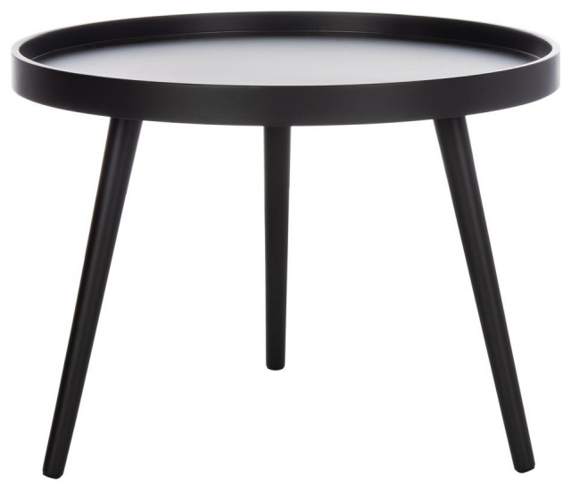 Fritz Round Tray Top Side Table, Black Midcentury Side Tables And