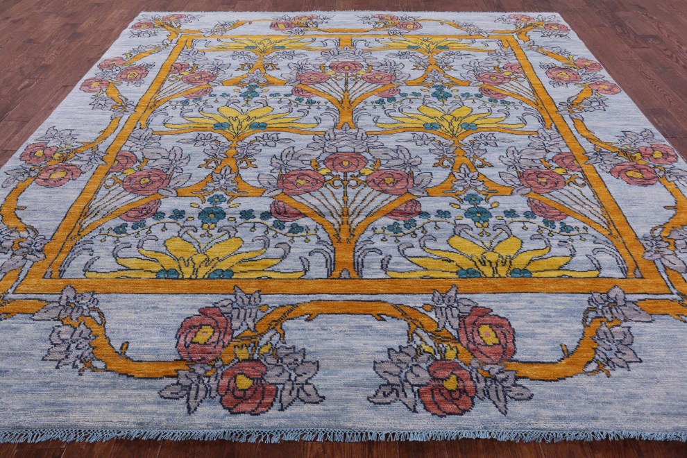 10' Square William Morris Handmade Wool Rug - Q19050, 10' 1