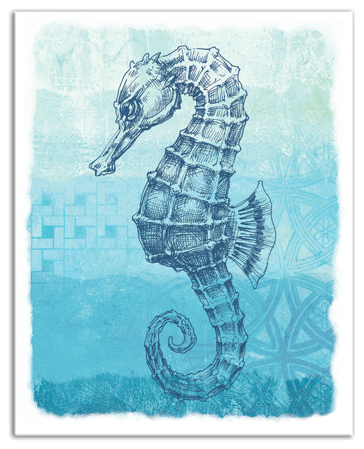 Abstract Seahorse 16x20 Canvas Wall Art Beach Style Prints And