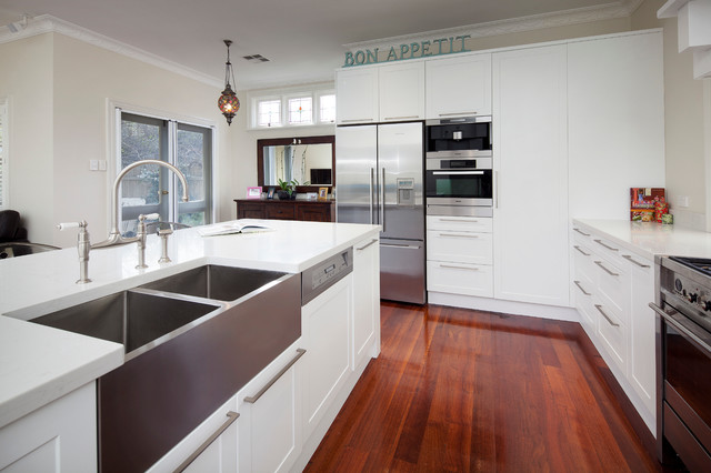 Green transitional-kitchen