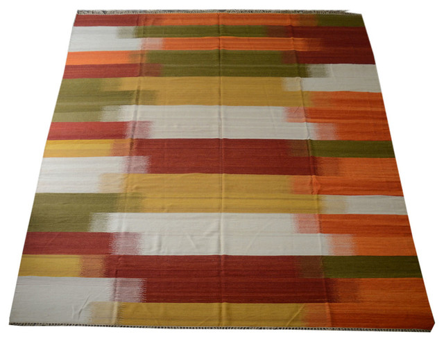 Colorful Area Rug Durie Kilim Hand Woven Reversible Rug
