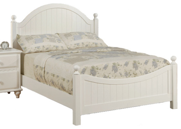 Wooden Youth Bedroom Set, White Panel Headboard, Twin Size, Bed