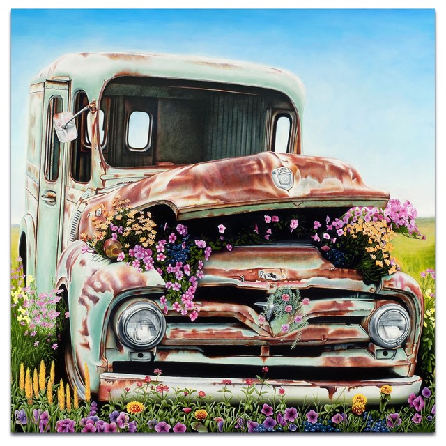 Americana Wall Art 'Got Flowers', Classic Cars Decor on Metal or ...