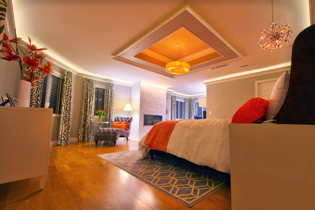 Master Bedroom Cove Ceiling Design Contemporary Bedroom