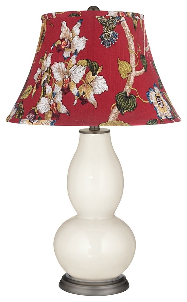 Contemporary West Highland White Red Botanical Double Gourd Table Lamp
