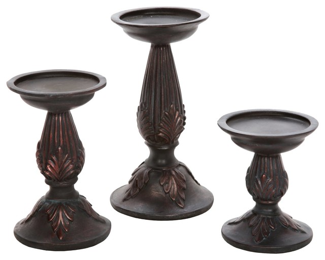 Kedyrolo llc Hosley S Set Of 3 Resin Pillar Candle Holders, 8