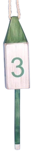 Wooden Vintage Number 3 Squared Decorative Buoy, Dark Green, 15"
