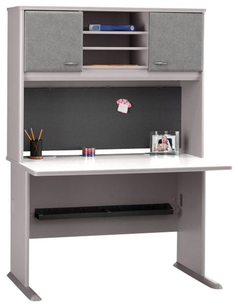 Bush Business Series A 48 Computer Desk With Hutch In Pewter