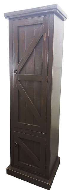 Rustic Single Door Armoire, Rustic Antique Black