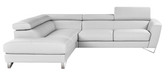 Sparta White Italian Leather Sectional, White Leather Modern Sectional