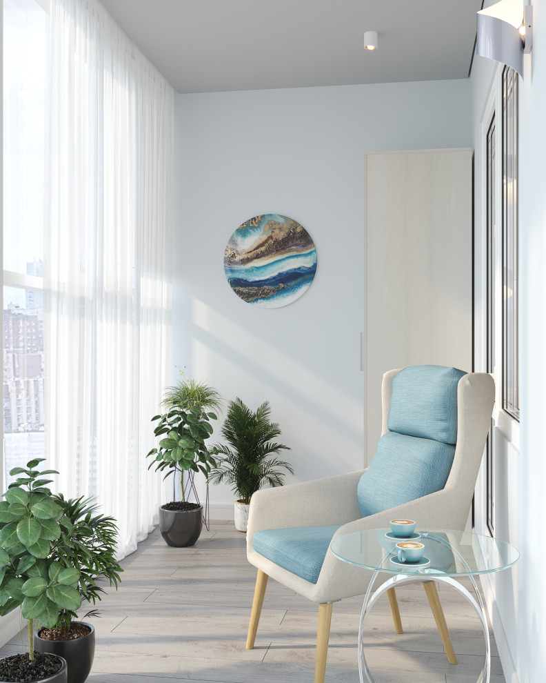 Однокомнатная квартира в серо-голубых тонах