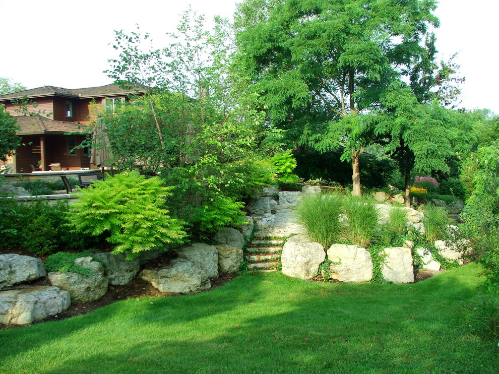 Traditional sloped garden in Cincinnati.