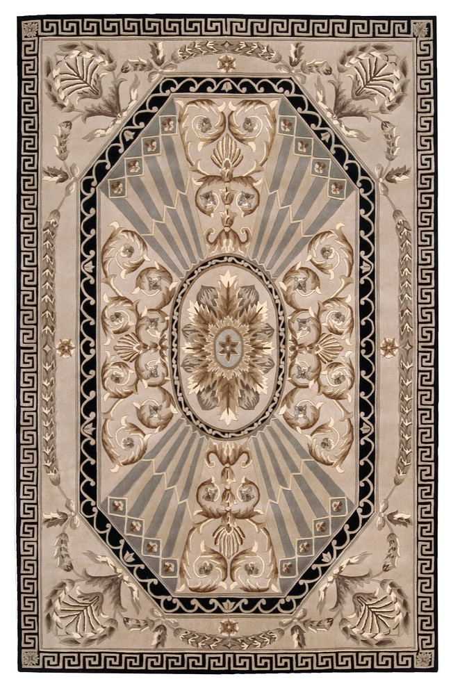 Nourison Versailles Palace Beige Area Rug, 5'3"x8'3", 9'6"x13'6