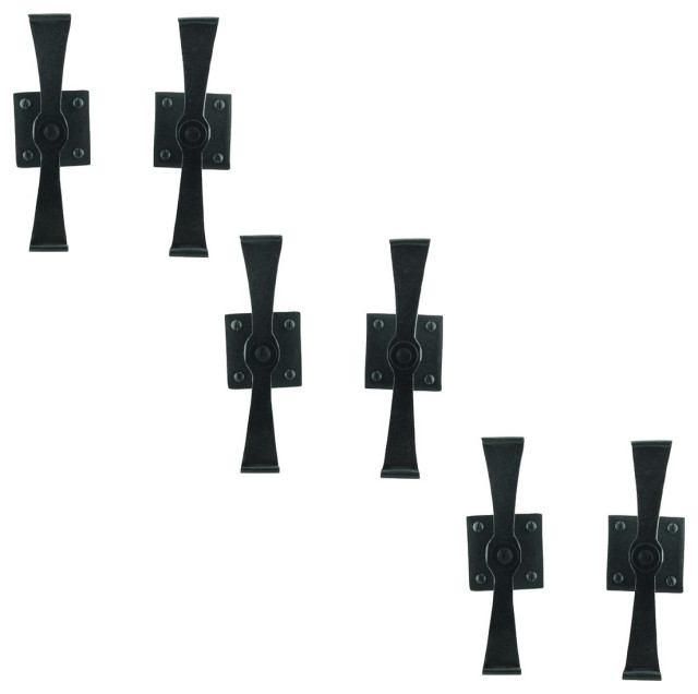 Pair Shutter Dog Black Wrought Iron Propelier Wood Traditional Door Hardware by