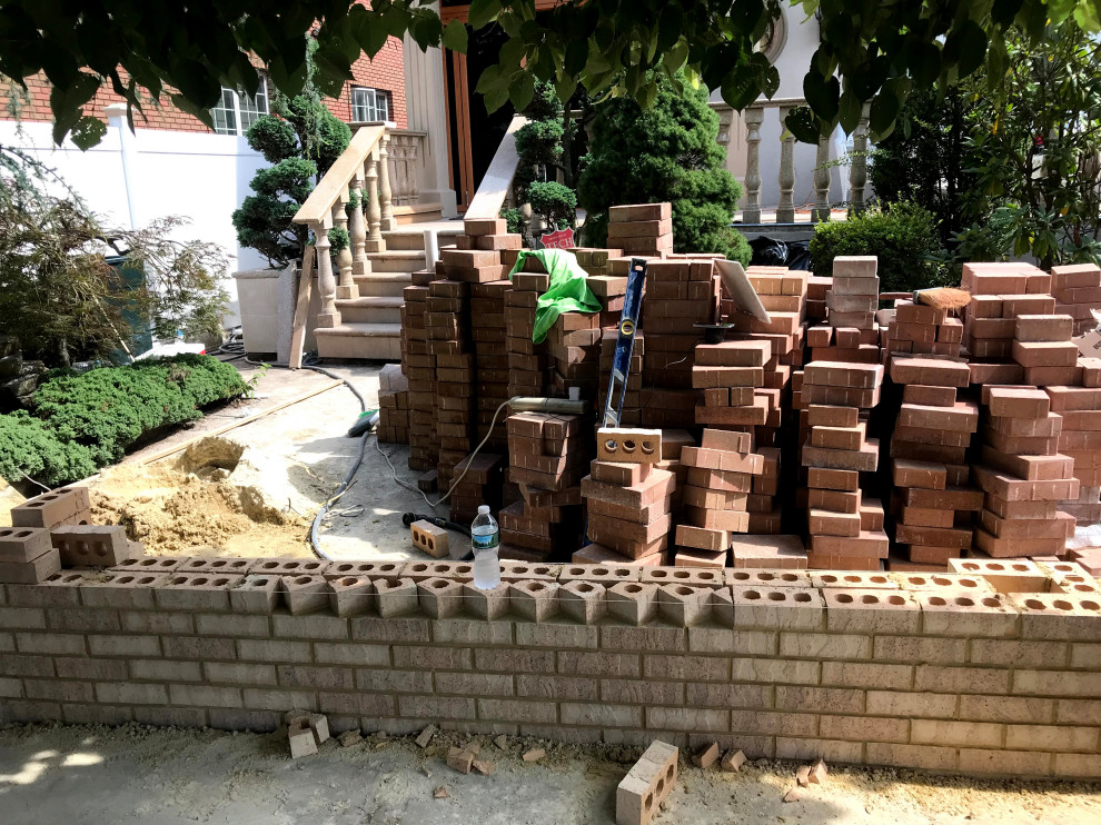 Decorative Block Wall and Pavers Walkway