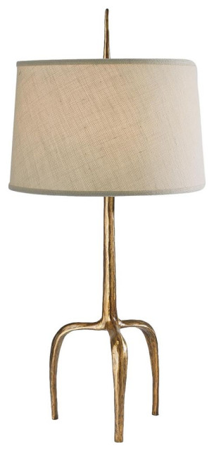 Rustic Modern Prong Spike Tripod Table Lamp 41 in Gold Minimalist Iron Metal