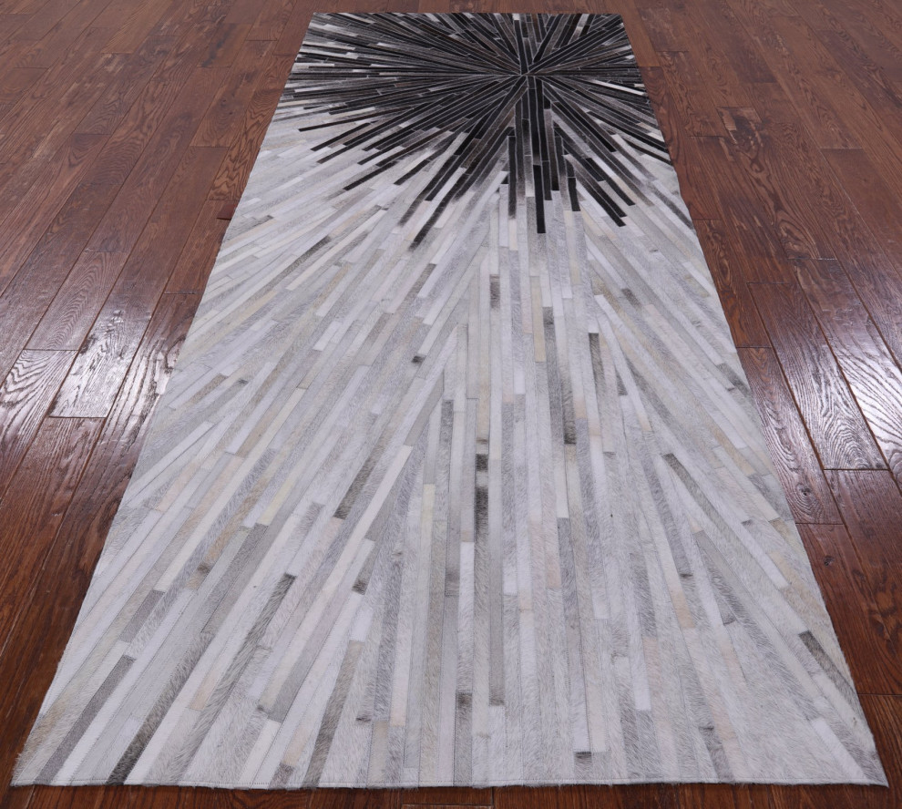 Runner Hand Stitched Natural Cowhide Rug 4' 0" X 10' 0" C1205