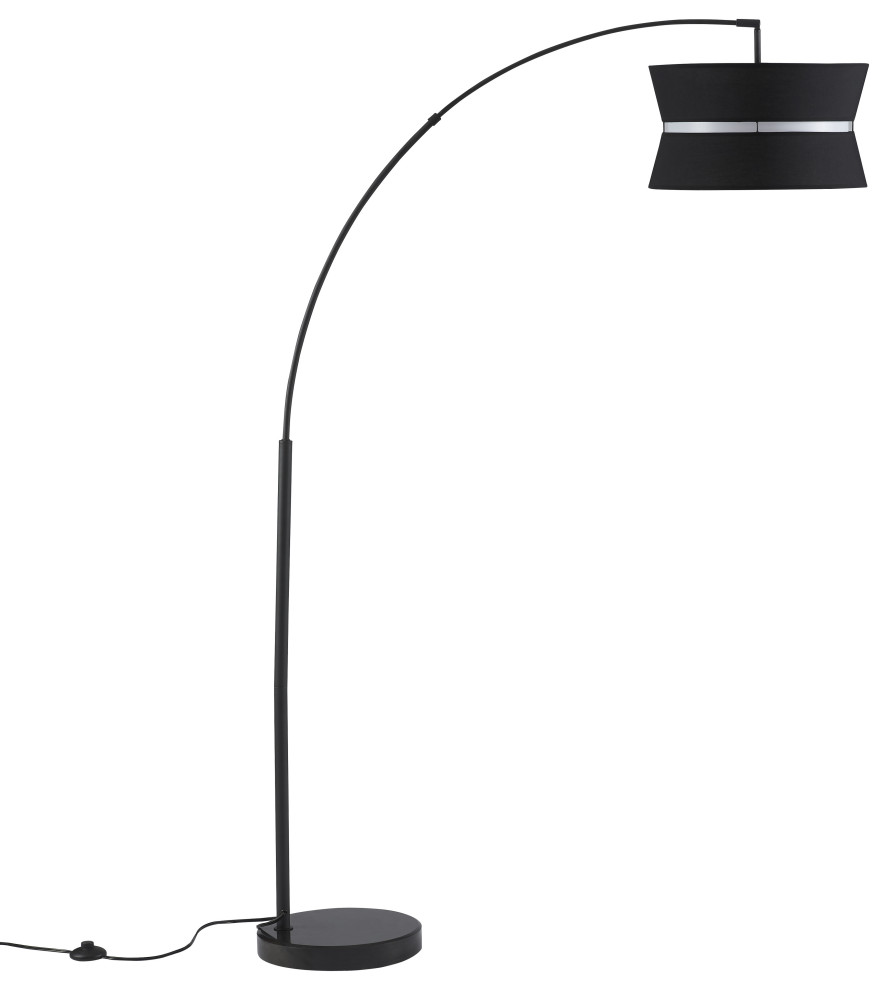 Amlight Floor Lamp With Black & White Fabric Shade & Marble Stand