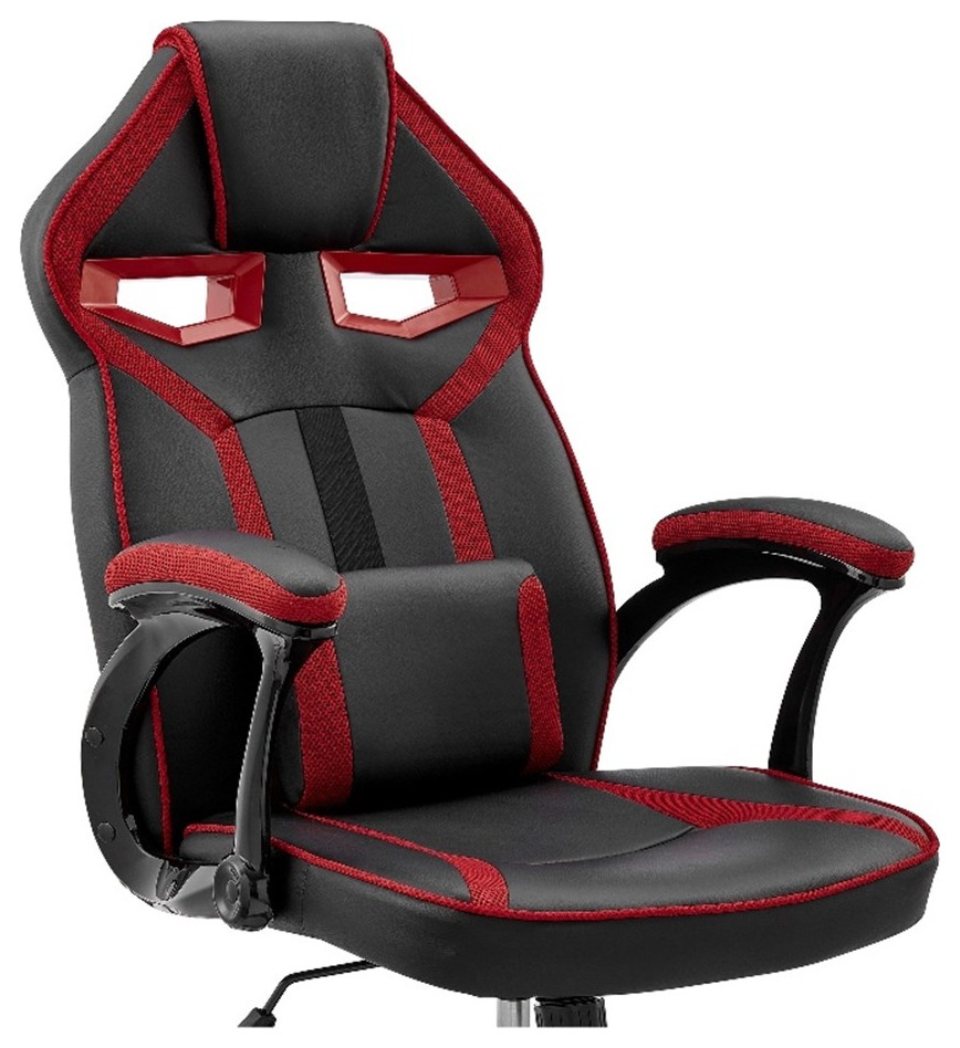 Aspect Adjustable Racing Gaming Chair Black and Red Mesh with Lumbar