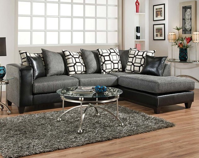 Object Charcoal Two Piece Sectional Sofa Contemporary Living