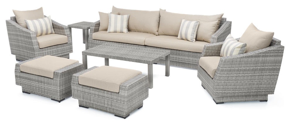 Cannes 8-Piece Outdoor Sofa and Club Chair Seating Set by RST Brands, Sand