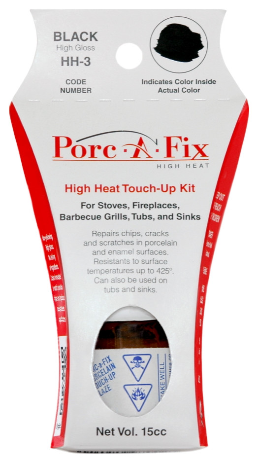 High Heat Porc-A-Fix Porcelain Touch Up Repair Glaze Gloss, Black Hh-3