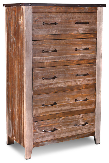 Bayview Rustic Solid Wood Highboy Dresser Rustic Dressers By