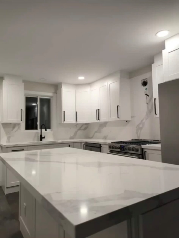 Example of a minimalist kitchen design in Toronto