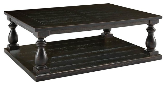 Ashley Furniture Mallacar Rectangular Wood Coffee Table in Black